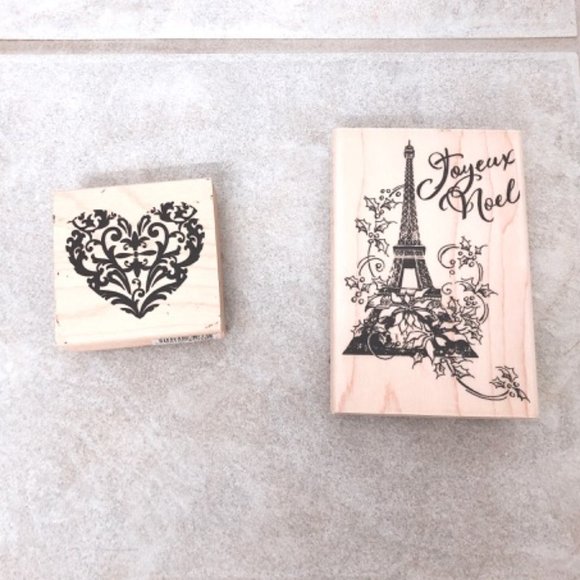 Rare Recollections Stamp Eiffel Tower and Heart Stamp Wood - Picture 1 of 3